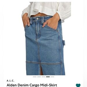 A.L.C. Blue Denim Carpenter Skirt